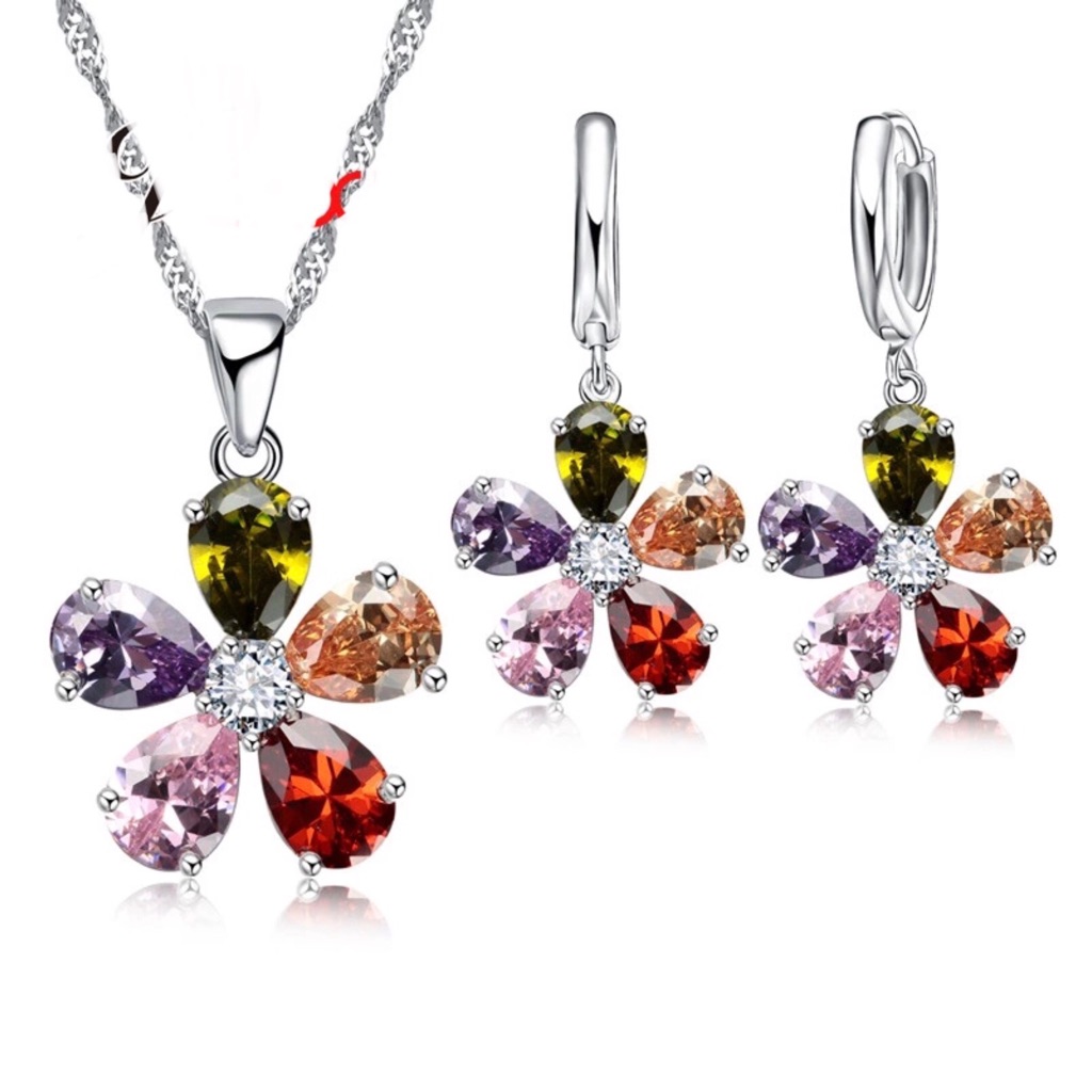 Stamped 925 Sterling Silver Set Flowers 35$